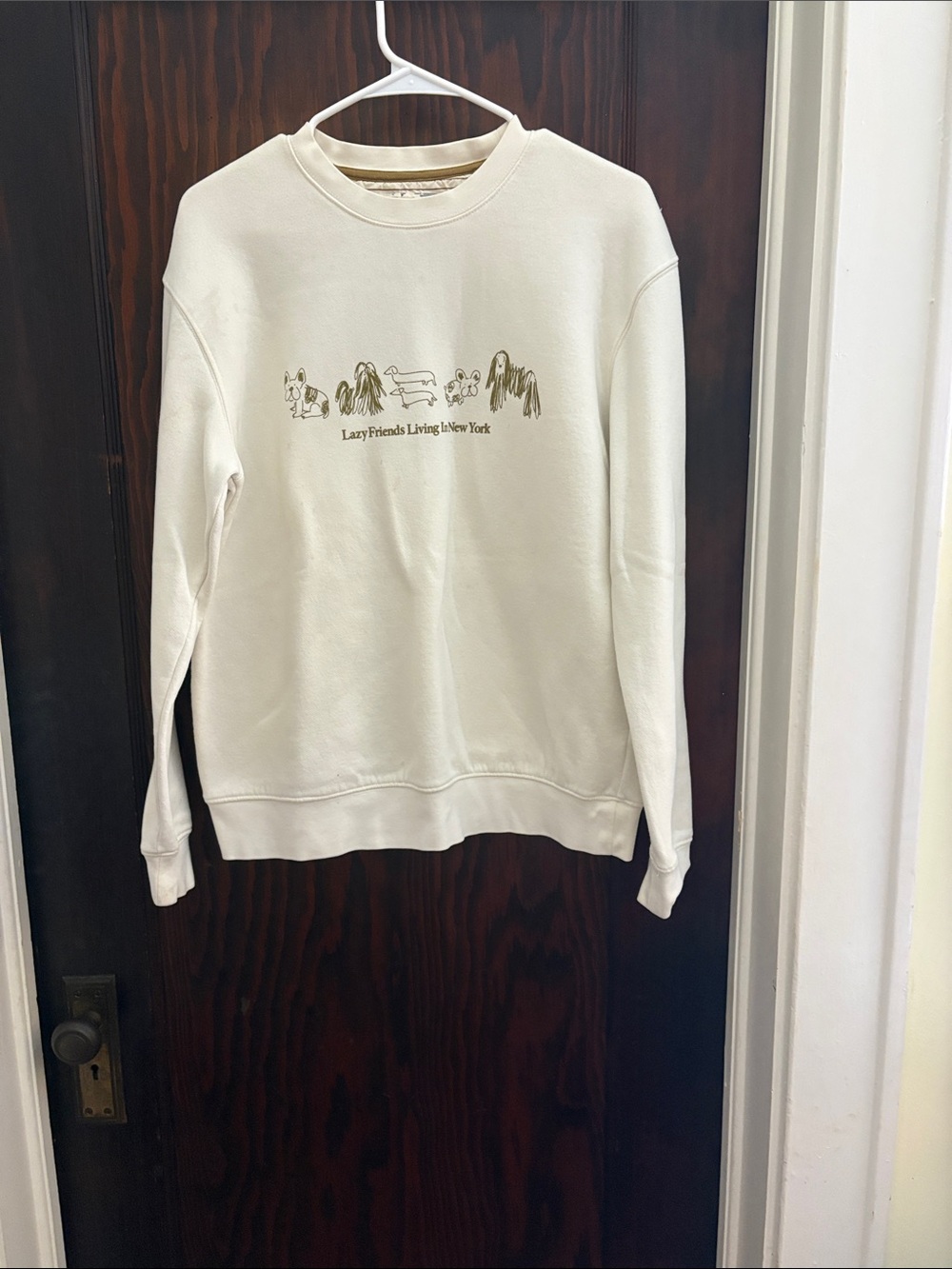 Denim & Flower Cream Crewneck Sweatshirt with Graphic